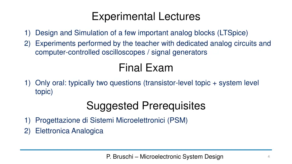 experimental lectures