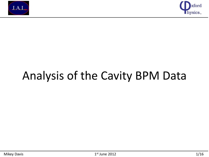 analysis of the cavity bpm data
