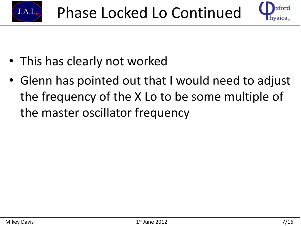 phase locked lo continued