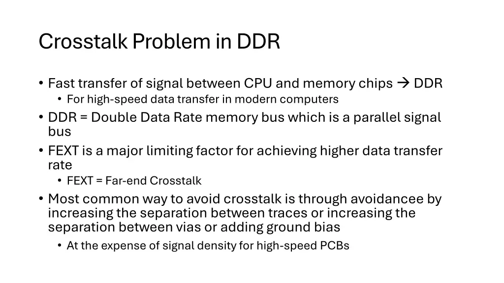 crosstalk problem in ddr