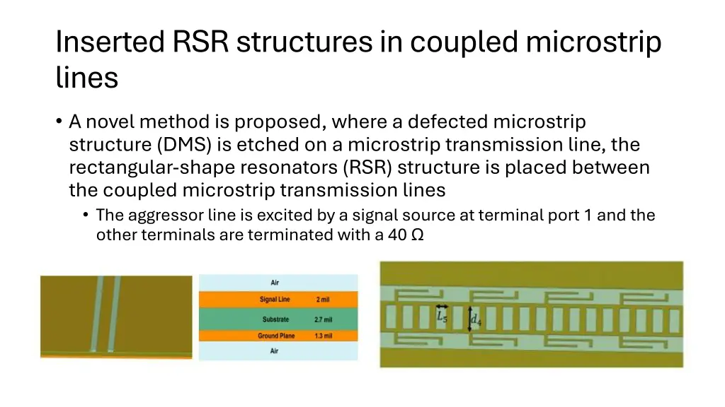 inserted rsr structures in coupled microstrip