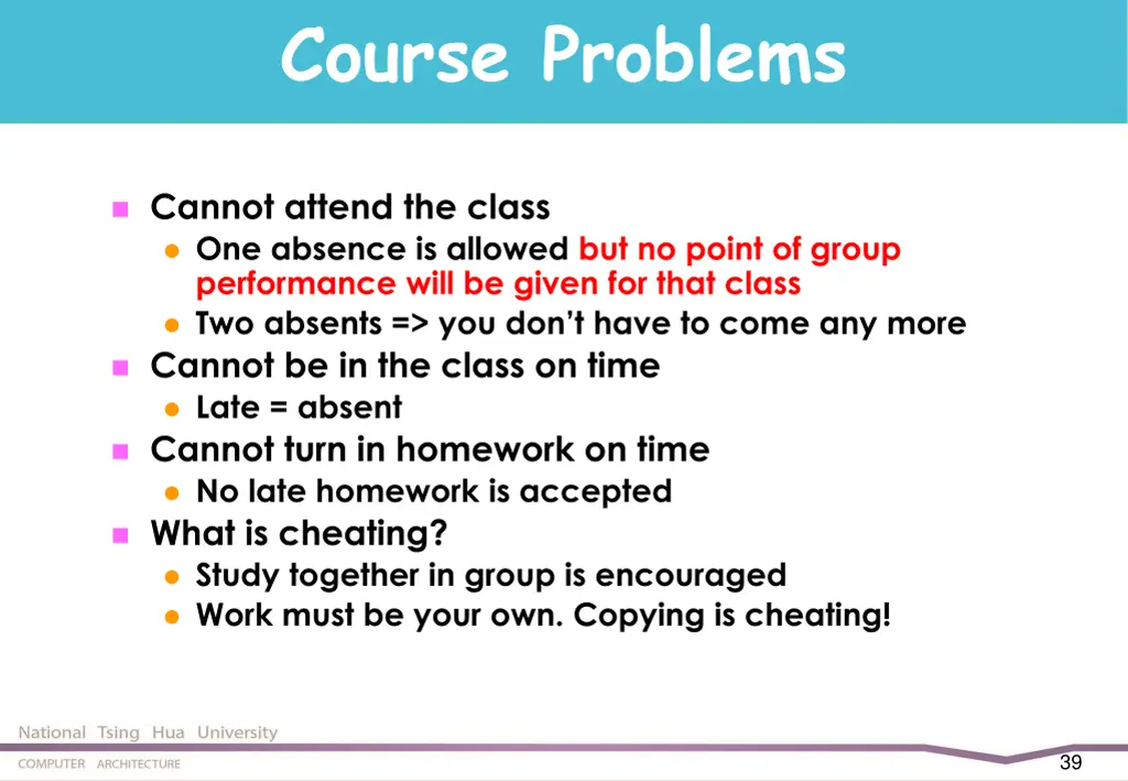 course problems