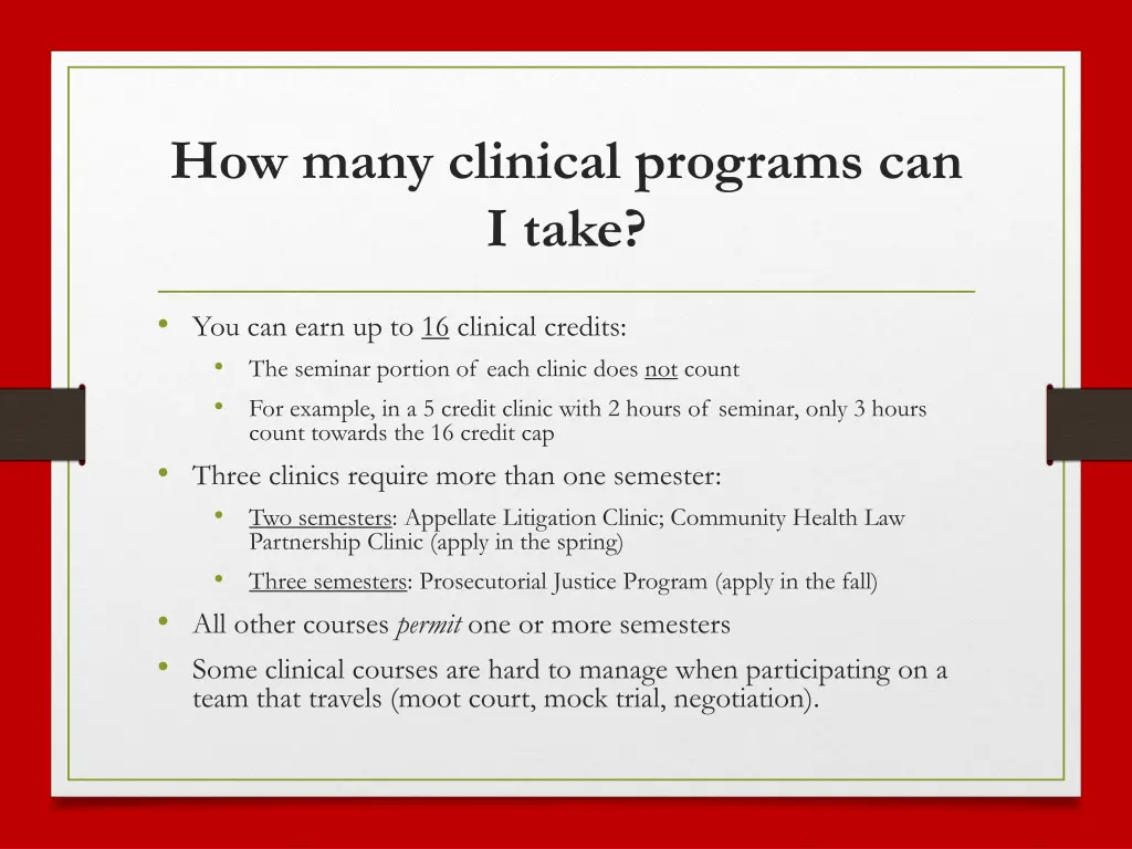 how many clinical programs can i take