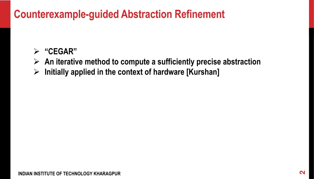 counterexample guidedabstraction refinement