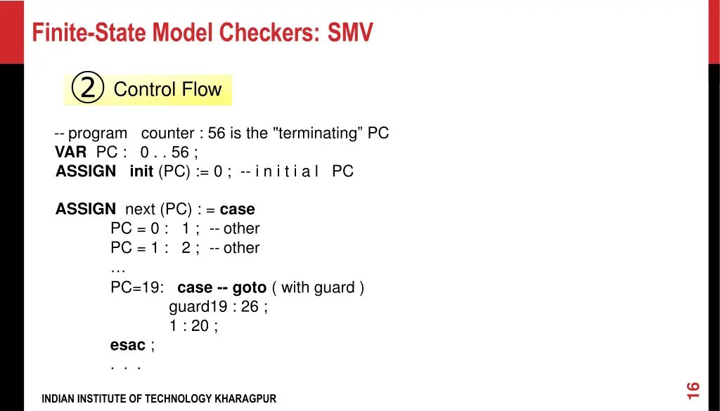 finite state model checkers smv control flow
