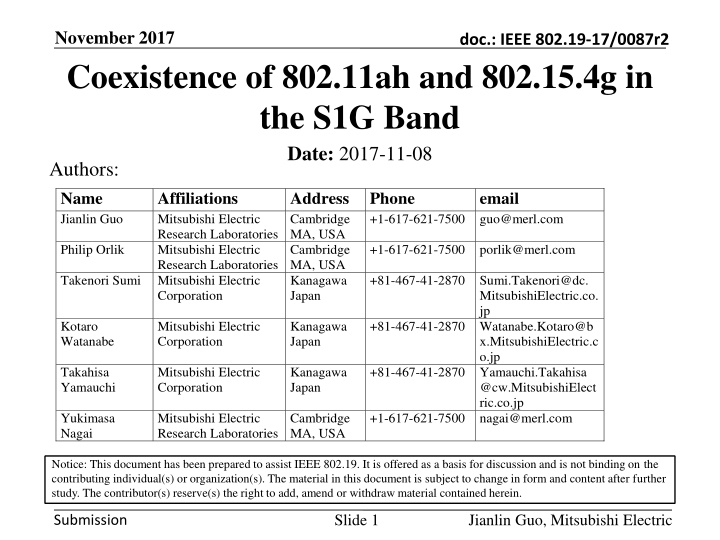 november 2017 coexistence of 802 11ah
