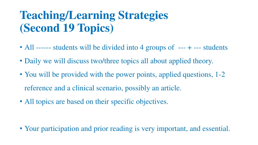 teaching learning strategies second 19 topics