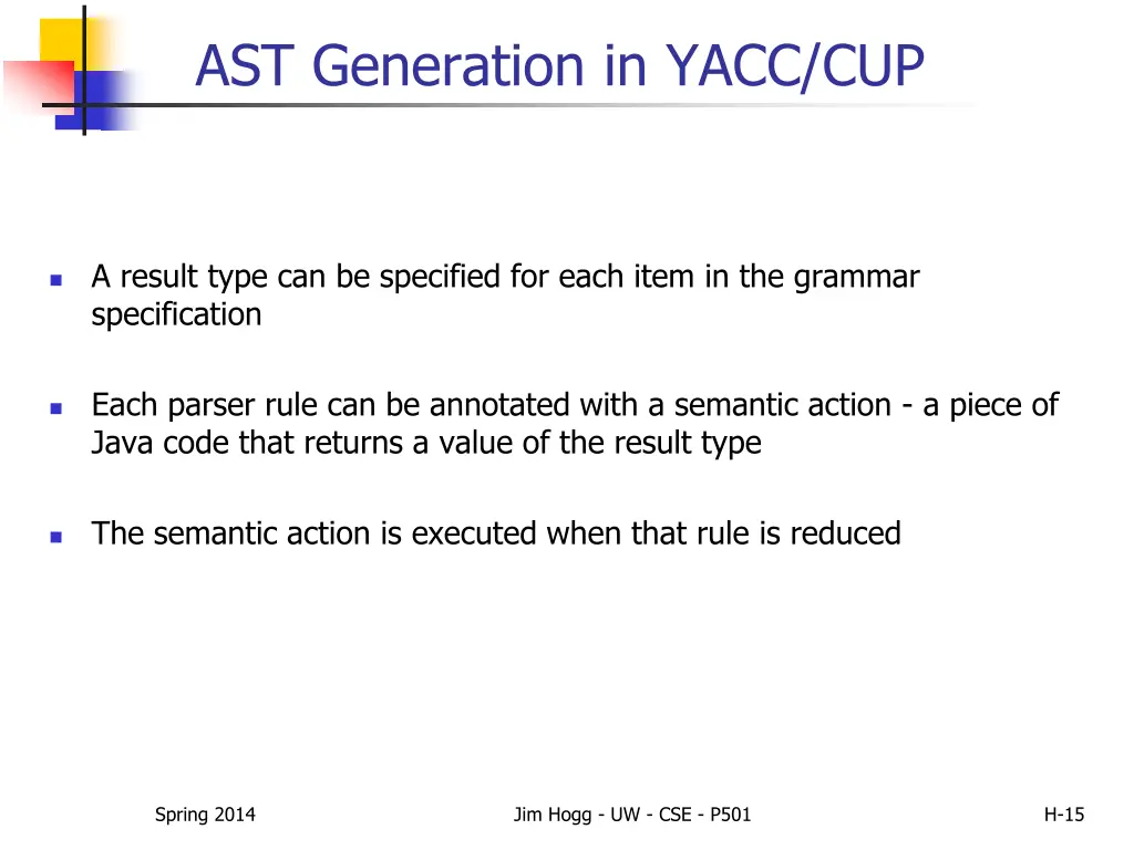 ast generation in yacc cup