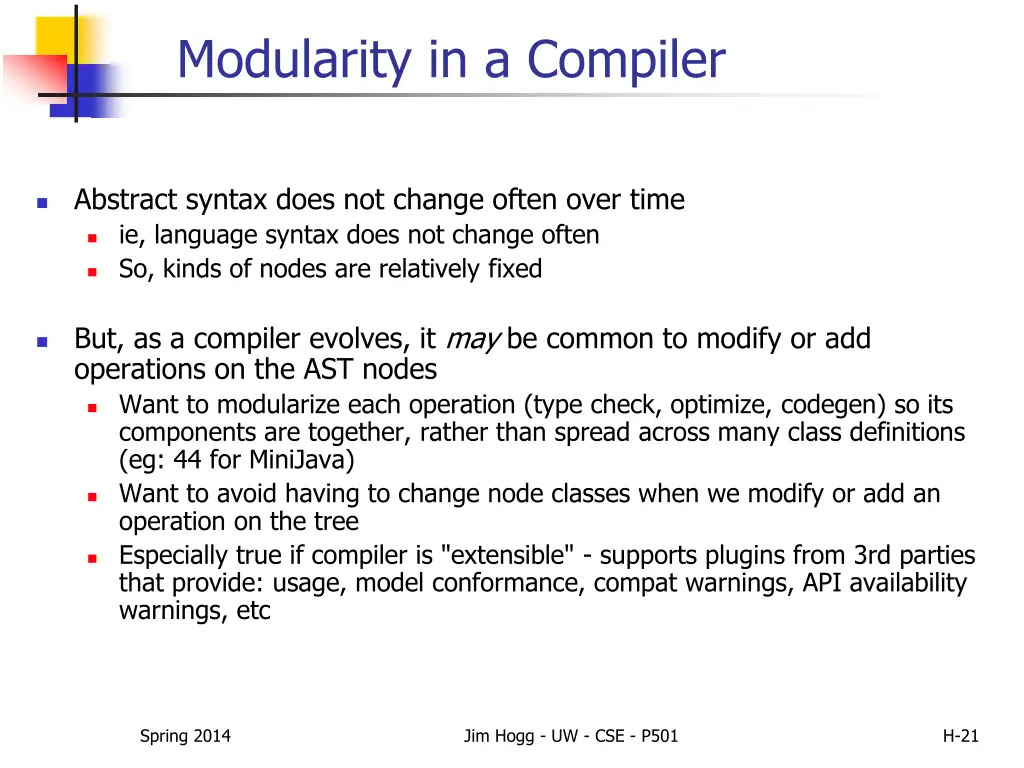 modularity in a compiler