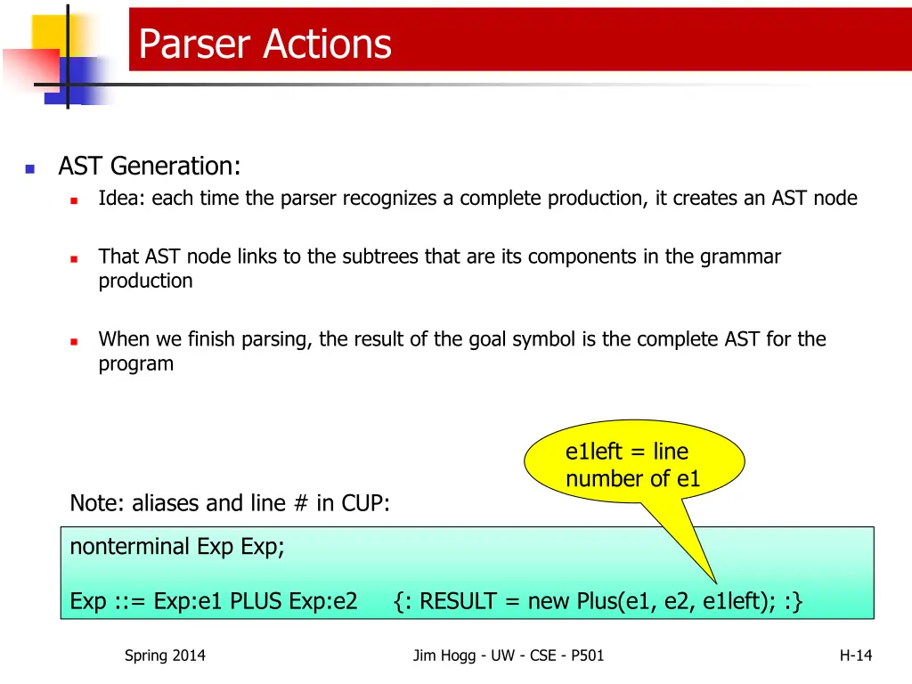 parser actions