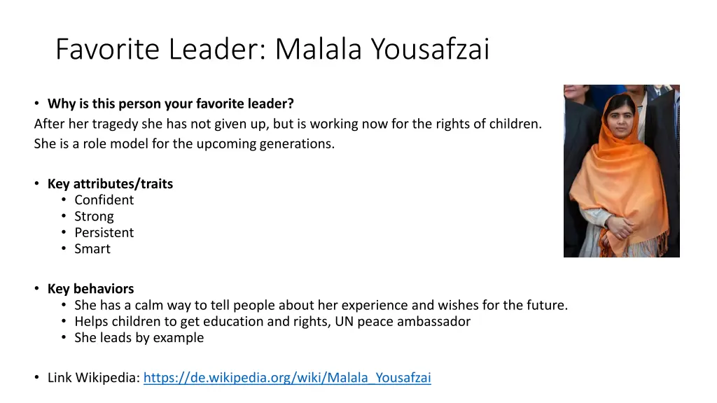 favorite leader malala yousafzai