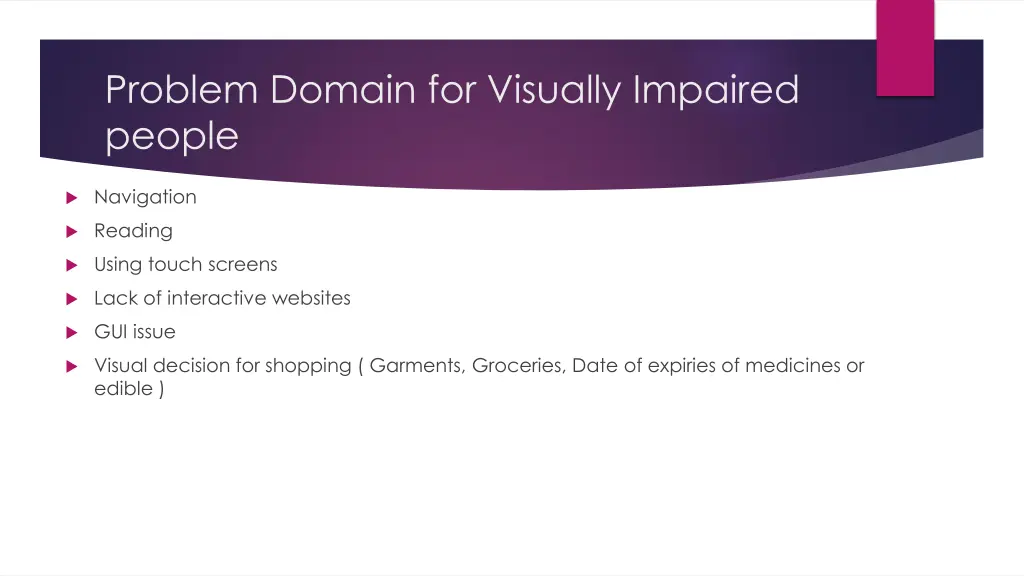 problem domain for visually impaired people