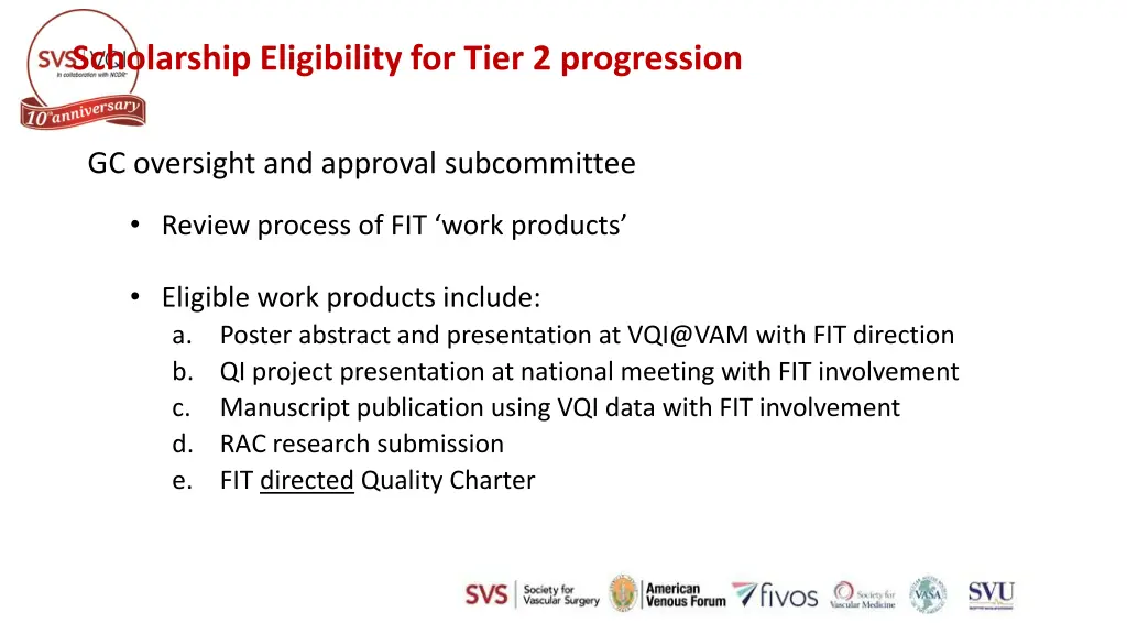 scholarship eligibility for tier 2 progression