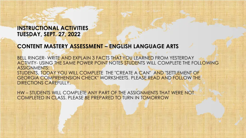 instructional activities tuesday sept 27 2022
