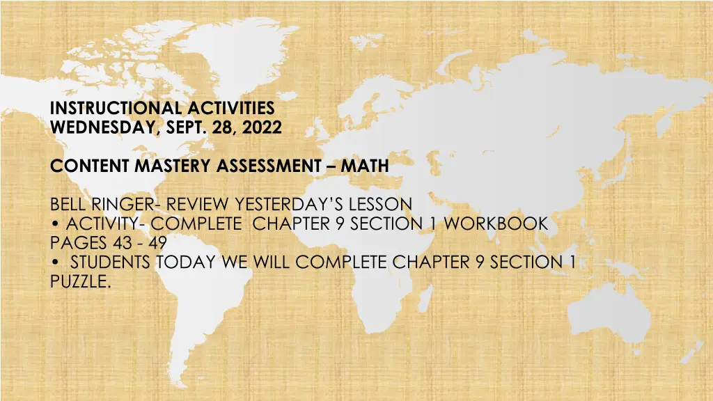 instructional activities wednesday sept 28 2022