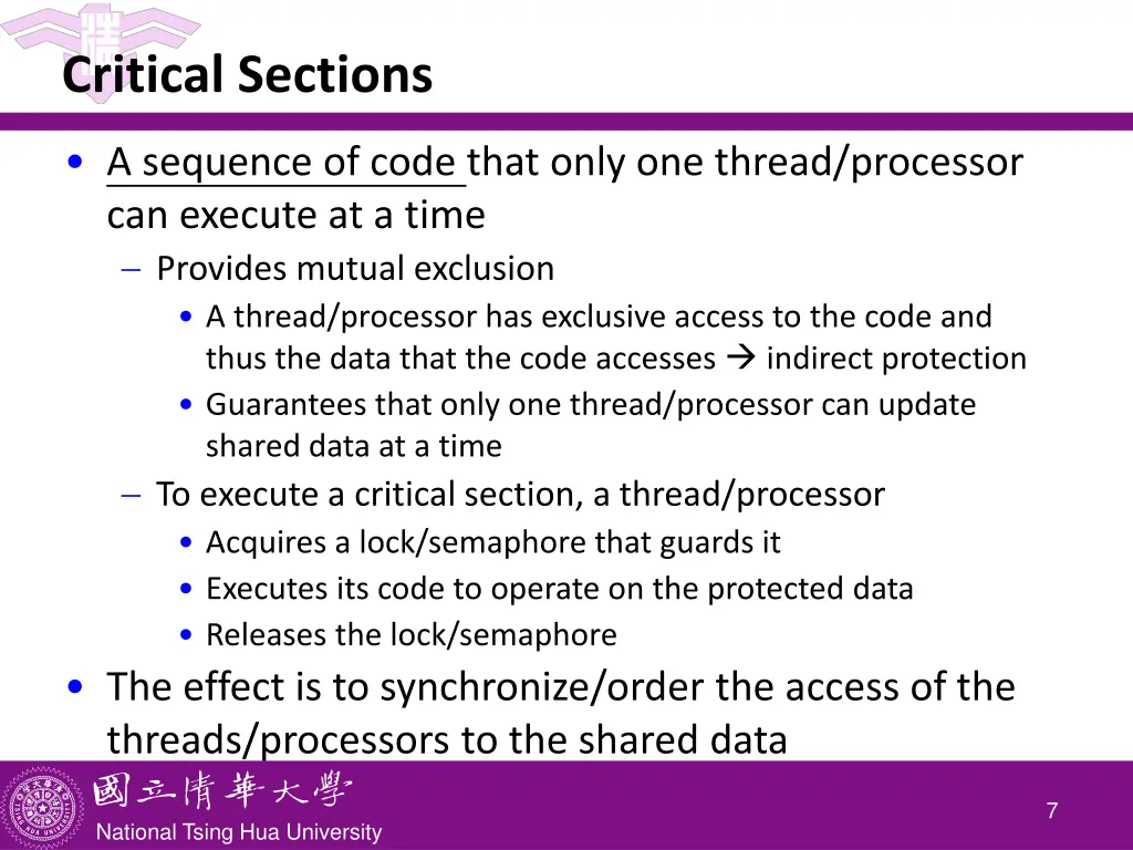 critical sections