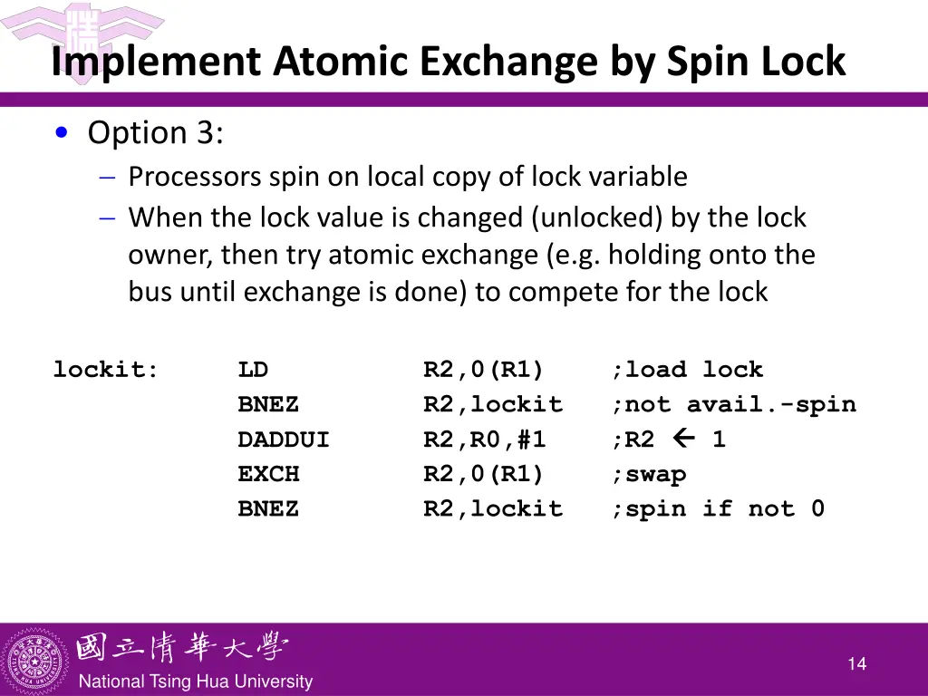 implement atomic exchange by spin lock 1