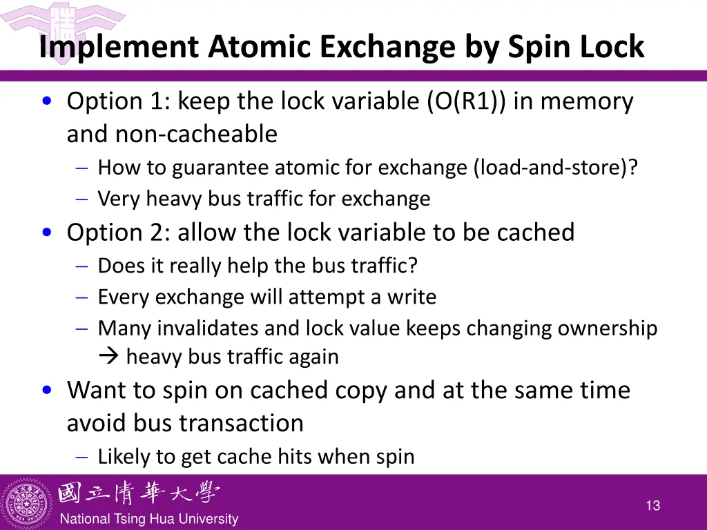 implement atomic exchange by spin lock