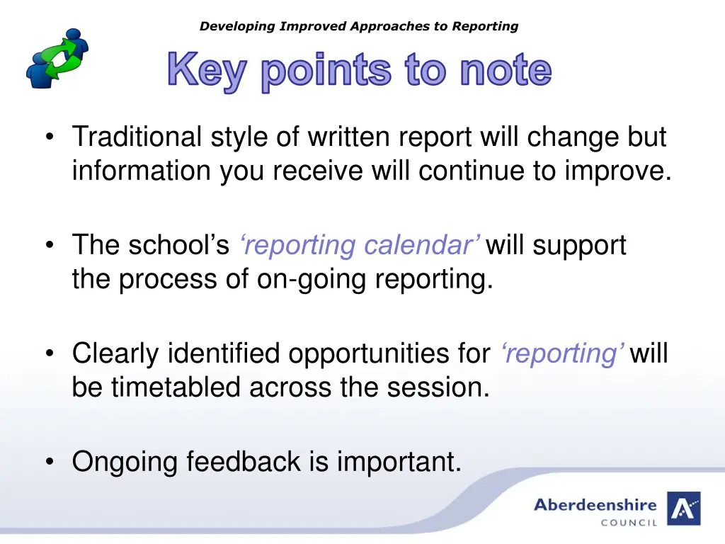 developing improved approaches to reporting 5