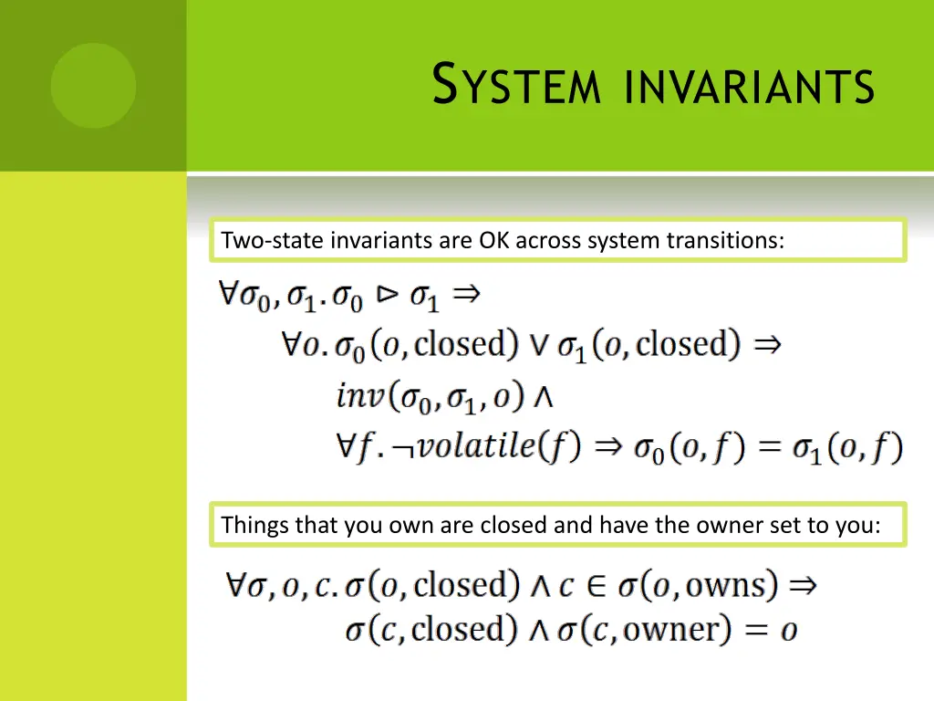 s ystem invariants