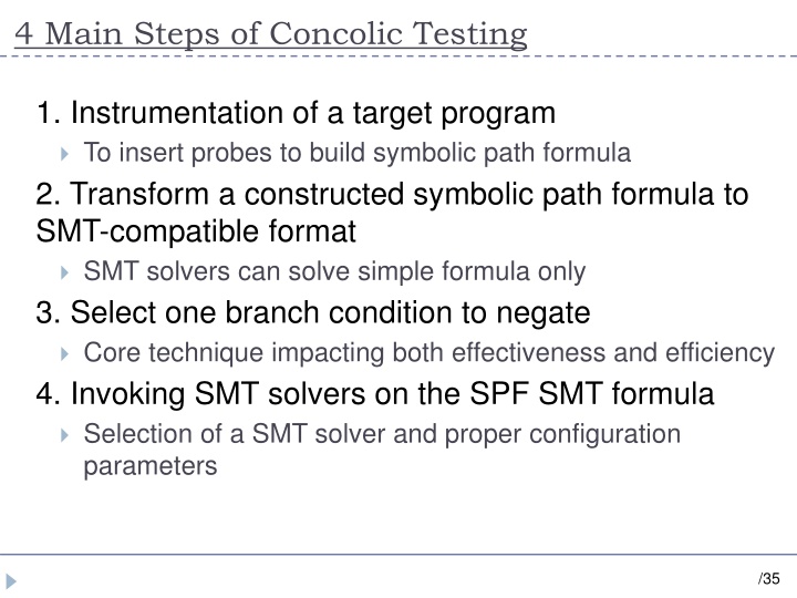 4 main steps of concolic testing
