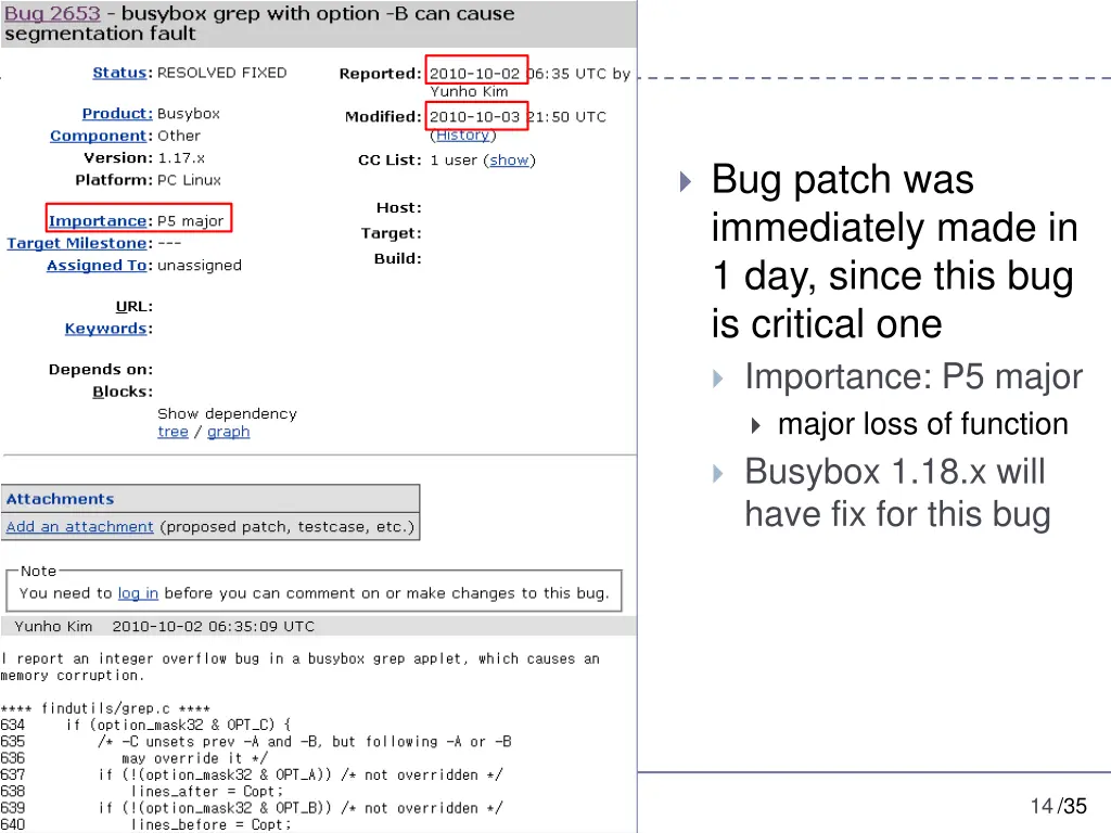 bug patch was immediately made in 1 day since