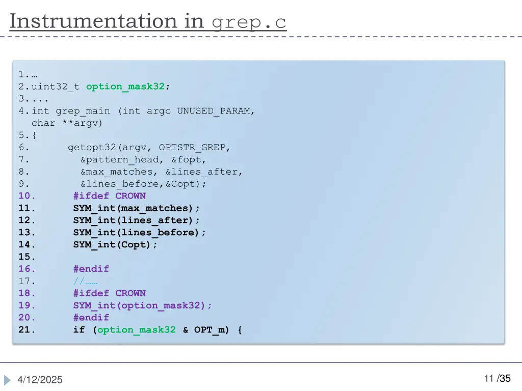 instrumentation in grep c