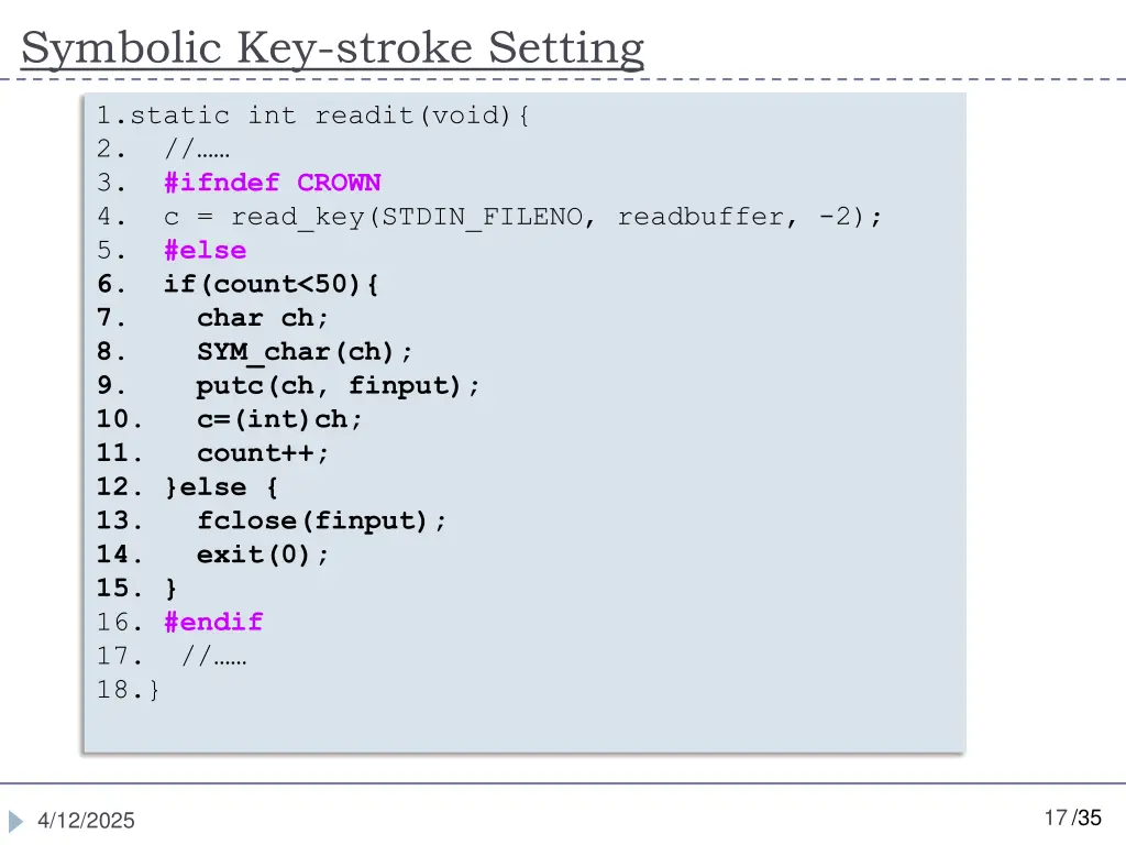 symbolic key stroke setting