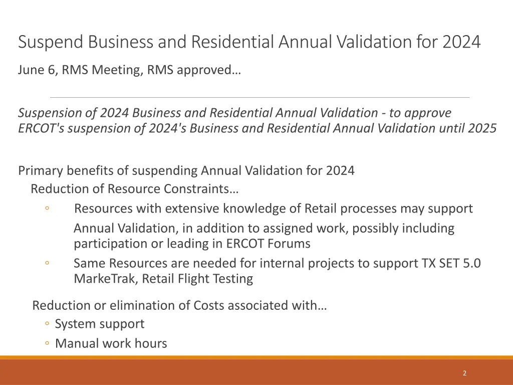 suspend business and residential annual