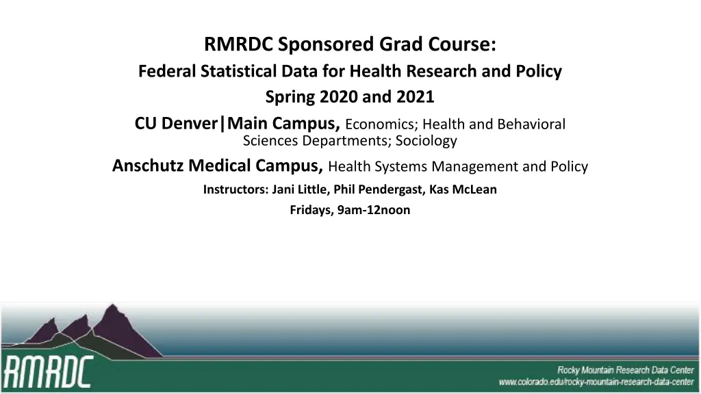 rmrdc sponsored grad course federal statistical