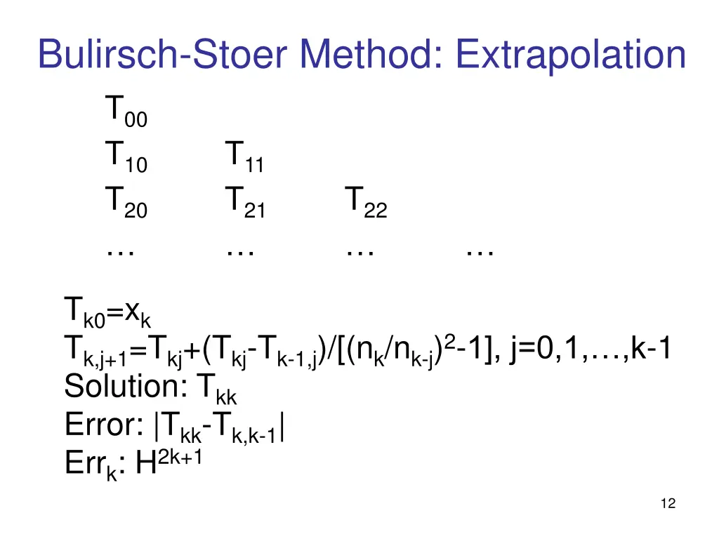 bulirsch stoer method extrapolation