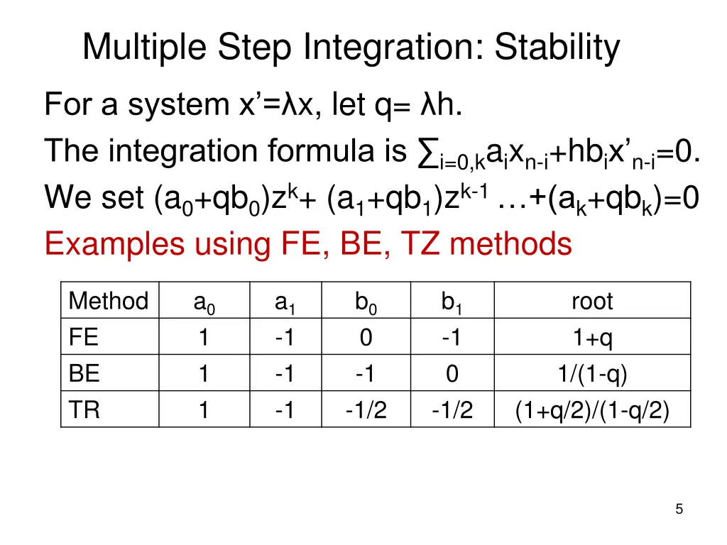 multiple step integration stability 1