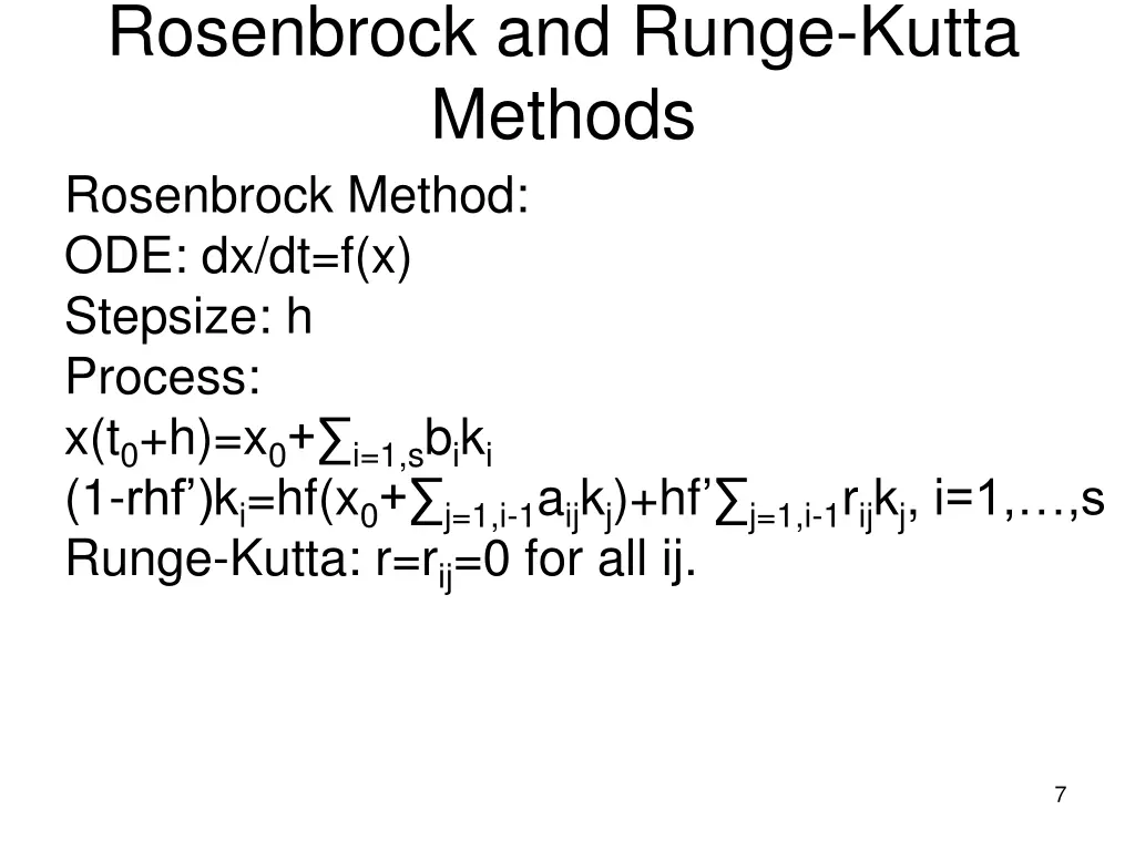 rosenbrock and runge kutta methods