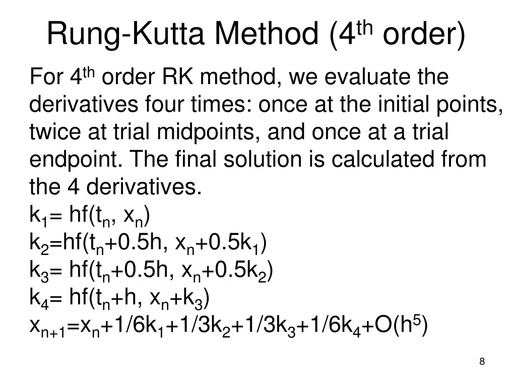 rung kutta method 4 th order