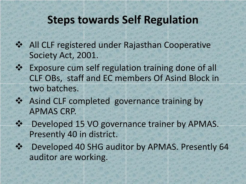 steps towards self regulation