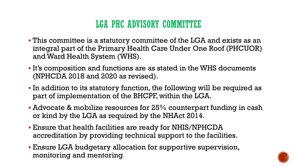 lga phc advisory committee