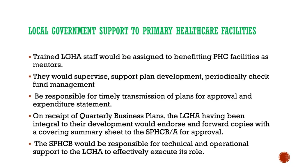 local government support to primary healthcare