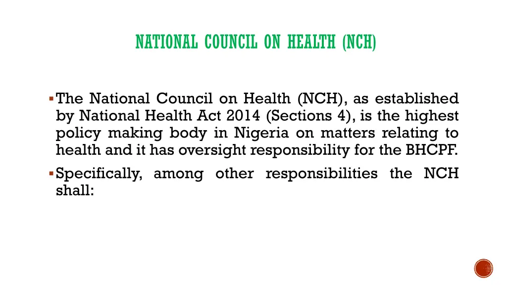 national council on health nch