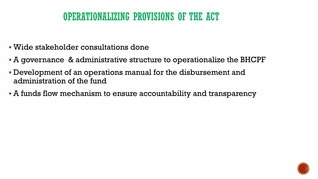 operationalizing provisions of the act