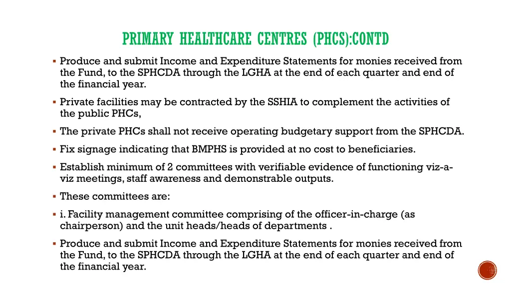 primary healthcare centres phcs contd