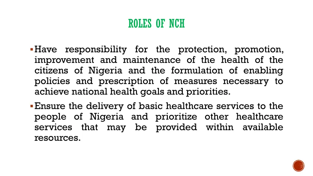 roles of nch