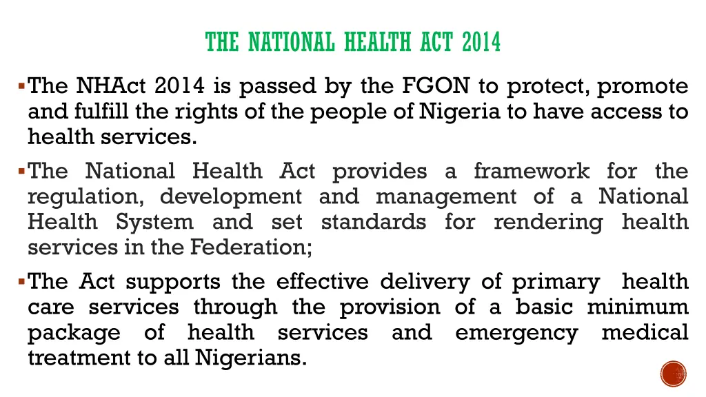 the national health act 2014