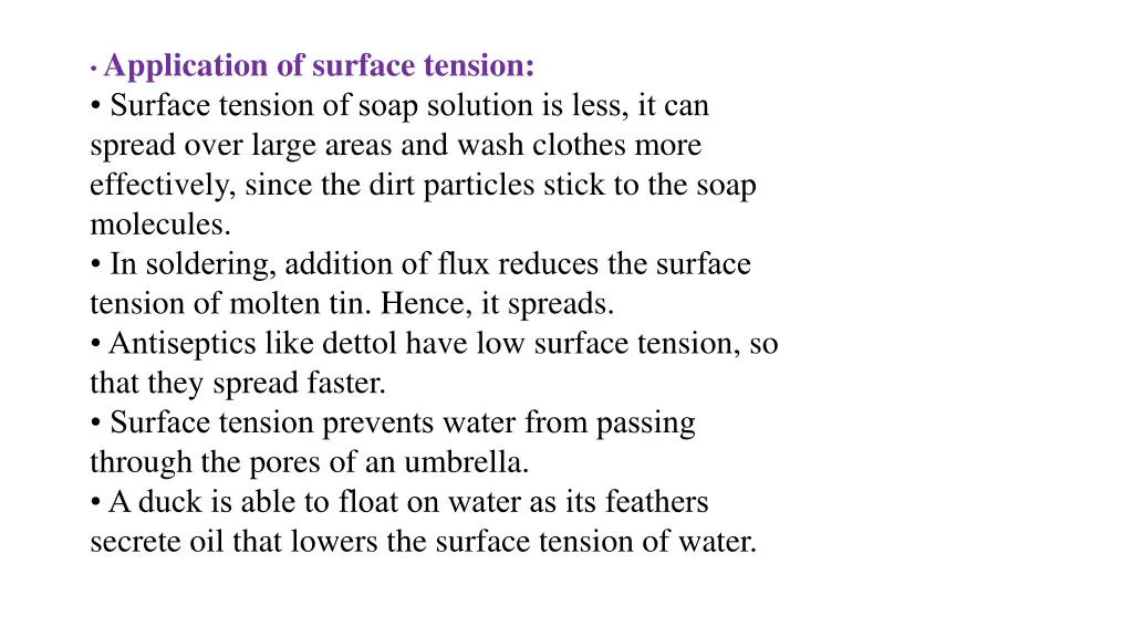 application of surface tension surface tension