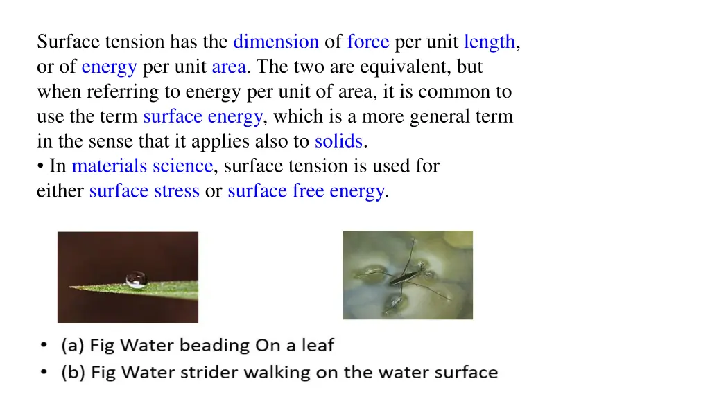 surface tension has the dimension of force