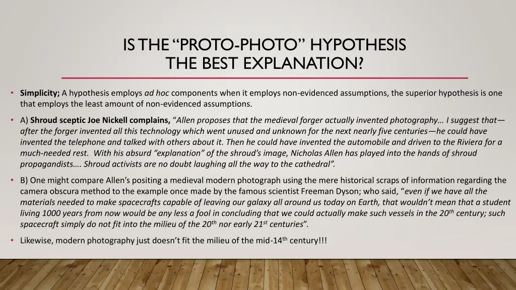 is the proto photo hypothesis the best explanation 2