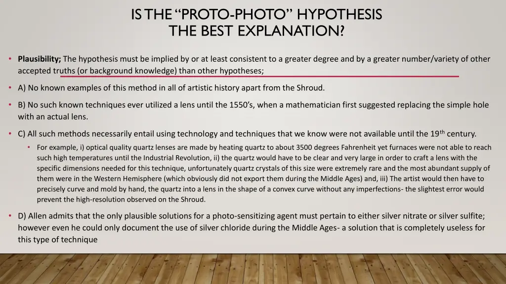 is the proto photo hypothesis the best explanation