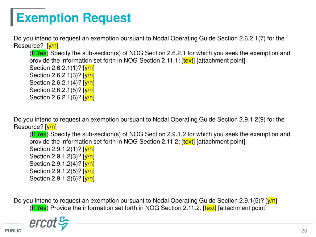 exemption request