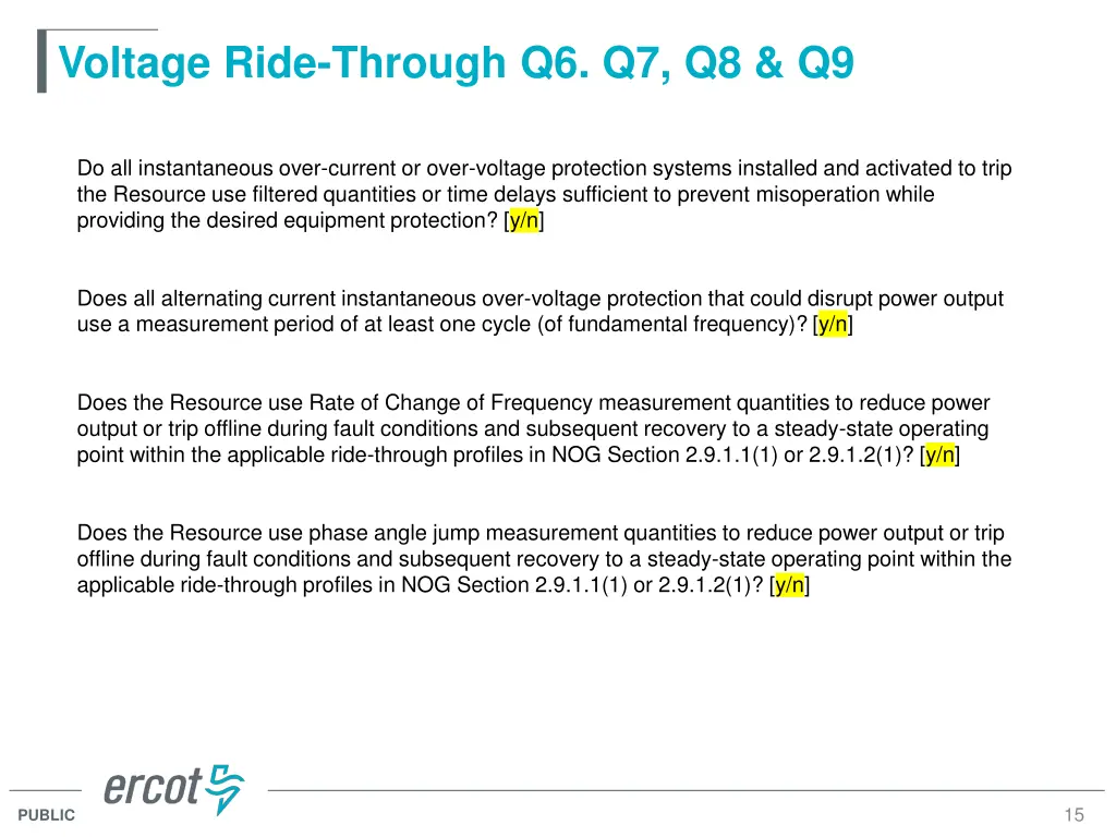 voltage ride through q6 q7 q8 q9