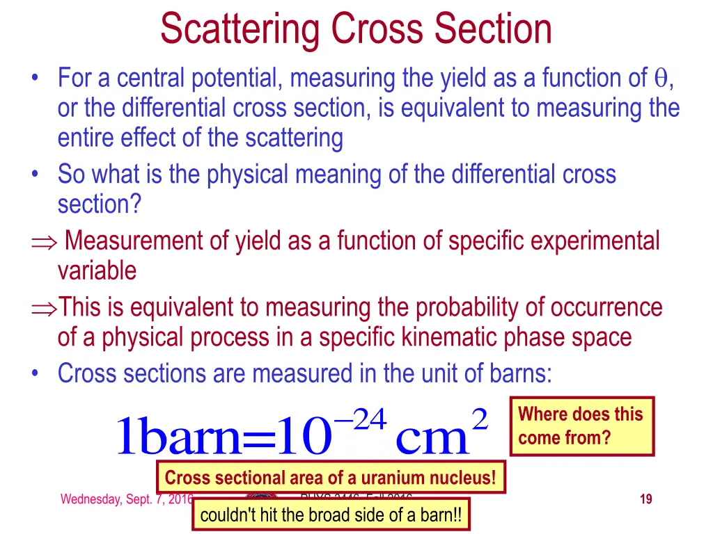 scattering cross section for a central potential 1