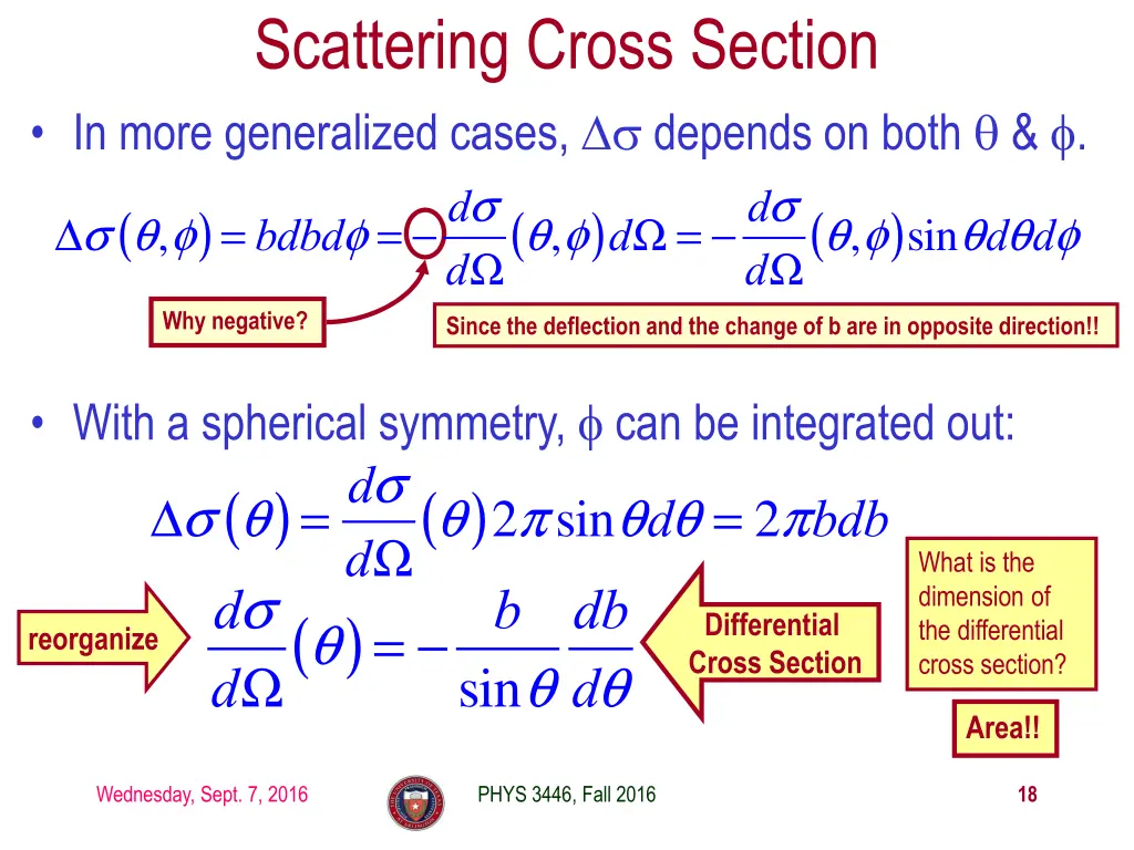 scattering cross section in more generalized